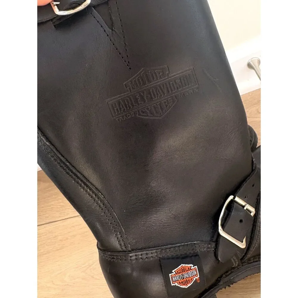 Vintage Harley Davidson USA Black Leather Engineer Harness Motorcycle Boots Men’